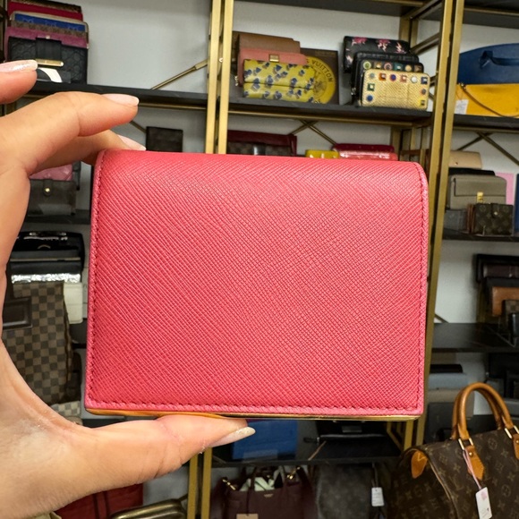 11792 Prada Saffiano Metal Compact Wallet Peonia - Picture 3 of 7